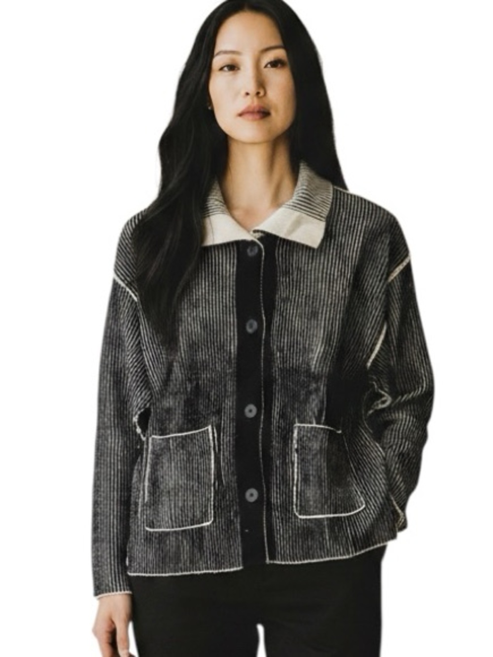 640: MUSTARD SEED NWT REVERSIBLE JACKET SHACKET BLACK (H28)